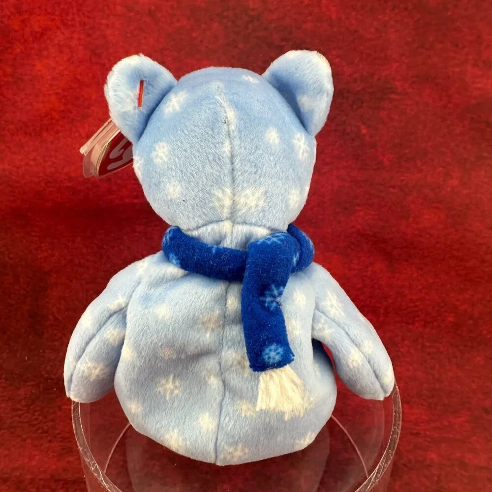 TY BEANIE BABIES 1999 HOLIDAY TEDDY BLUE SNOWFLAKES CHRISTMAS BEAR BABY 8.5 in